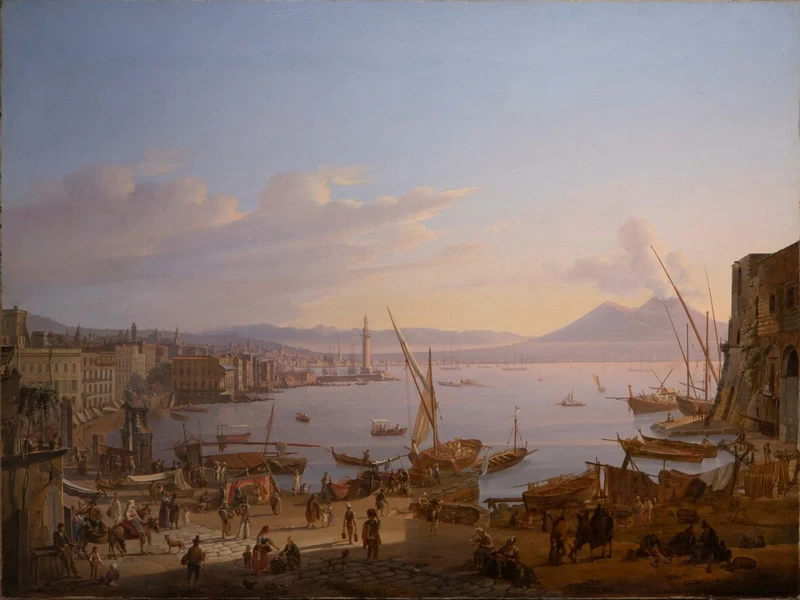 1795-Frans Vervloet - Il Golfo di Napoli con il Faro e il Vesuvio sullo sfondo